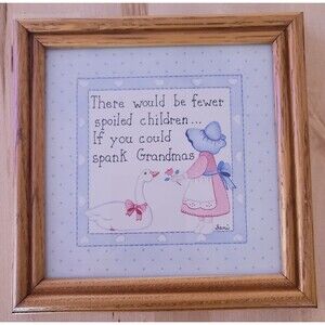 Vintage 80s Oak Framed Grandma Wall Art Country Cottage Farmhouse Geese Decor